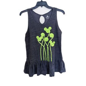 Disney Parks Mickey Mouse Neon Floral Rosette Peplum Tank Top - Size L